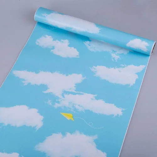 Miniatura 2 de PoetryHome - Papel de contacto autoadhesivo azul cielo para paredes, papel de pared para guardería, habitación de niños, dormitorio 17.7x117 pulgadas