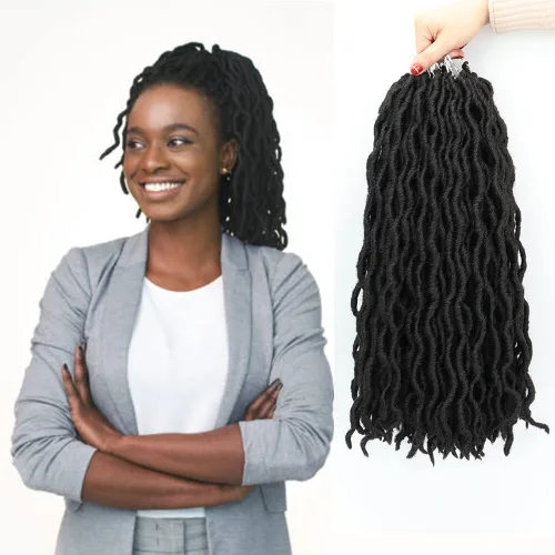 Miniatura 18 de Eliza Rastas gitanas onduladas de 18 pulgadas, cabello de ganchillo suave, 6 paquetes de trenzas sintéticas de diosa, raíces africanas, extensiones