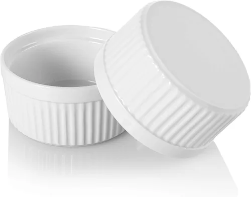 Miniatura 4 de Foraineam Juego de 12 platos de porcelana de 8 onzas para soufflé, aptos para horno, utensilios blancos para hornear, postre, natillas para hornear