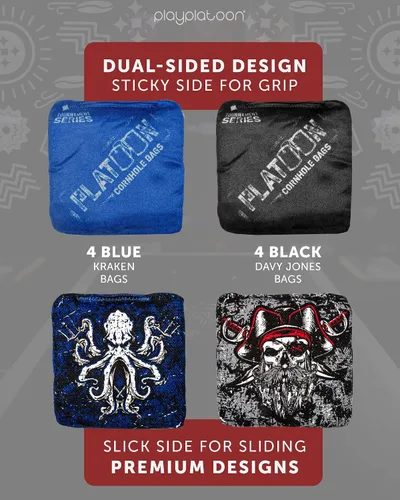 Miniatura 2 de Play Platoon Tournament Series Bolsas de Cornhole - Bolsas de Estilo Profesional de Doble Cara con Lado Resbaladizo y Pegajoso - Juego de 8