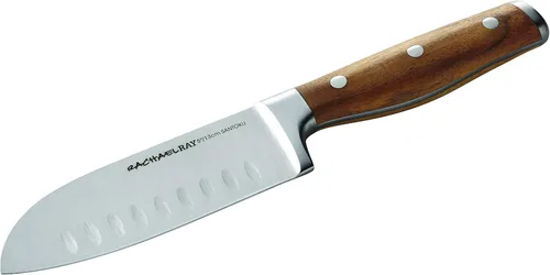 Miniatura 5 de Rachael Ray Cucina Cutlery - Juego de 2 cuchillos Santoku japoneses de acero inoxidable con asas de acacia, madera de acacia