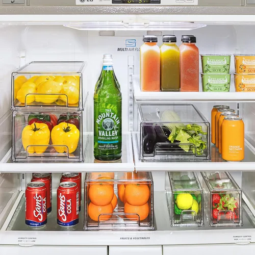 Miniatura 2 de Sorbus - Cajones de almacenamiento transparentes medianos (2 unidades) – Cajones organizadores apilables para refrigerador, despensa, cocina