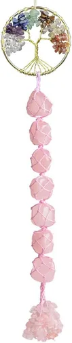Adornos colgantes de piedras de chakra del árbol de la vida, espejos retrovisores de automóvil, decoración de cristal curativo, accesorios para