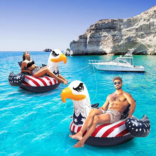 Miniatura 6 de Flotador patriótico de la bandera estadounidense águila para piscina, flotadores de piscina del 4 de julio, divertido animal de pájaro calvo águila