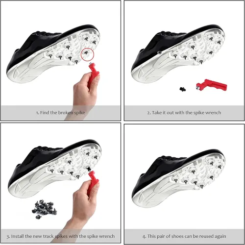 Miniatura 4 de JULMELON 120 PIEZAS Clavos de Pista y Campo Traviesa de Acero Inoxidable de 1/4 pulgada Clavos para Zapatos de Golf con Llave para Clavos, Clavos
