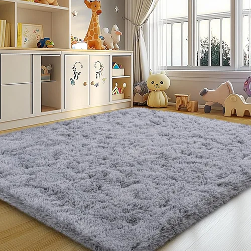Miniatura 26 de Mugorn - Alfombra de 8 x 10 pies, alfombras grandes, esponjosas, suaves, peludas, antideslizantes, mullidas para interiores, color negro, 8 x 10 pies