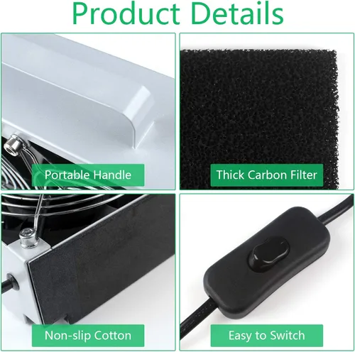 Miniatura 5 de Extractor de humo de soldadura portátil, eliminador de humo, extractor de humo para prevención, ventilador de trabajo para estación de soldadura
