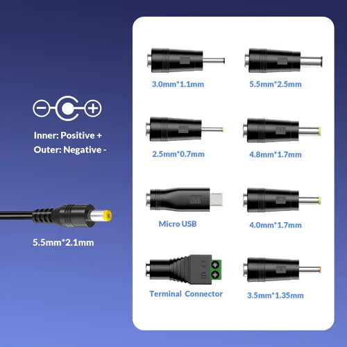 Miniatura 2 de Adaptador universal de CA de 6 V ~ 24 V, 6V9V12V3A 15V2.4A 18V2A 20V1.8A 24V1.5A 36W con puerto USB A de 5 V, 1 A, 5 W, adaptador de corriente