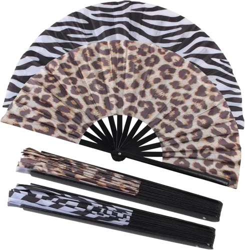 Miniatura 10 de Abanico plegable grande de bambú, 2 unidades, ventilador de mano plegable de bambú, ventilador de mano plegable de tela de nailon chino/japonés