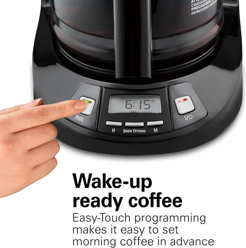 Miniatura 4 de Hamilton Beach Cafetera de goteo programable de 12 tazas con 3 opciones de preparación, jarra de vidrio, pausa y vierte automáticamente, acero