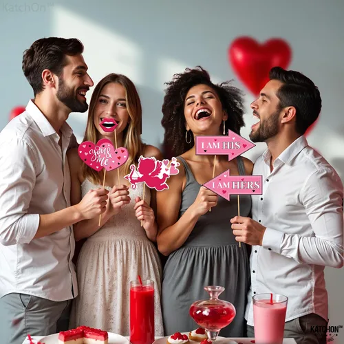 Miniatura 5 de KatchOn, Accesorios de fotos rosas para el día de San Valentín, enormes, paquete de 35 Accesorios de cabina de fotos de San Valentín