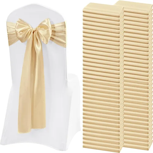 Miniatura 21 de 60 bandas de satén para silla, color burdeos, para fiestas, hoteles, bodas, recepciones, restaurantes y decoración de eventos (7 x 108 pulgadas)