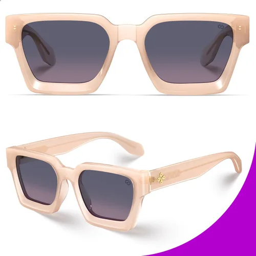 Miniatura 5 de VISOONE Moda 100% UV400 Protección Rectángulo TR90 Y2K Gafas de sol Accesorios para Mujeres Hombres RIVER, Carne de suelo/Gris Rosa