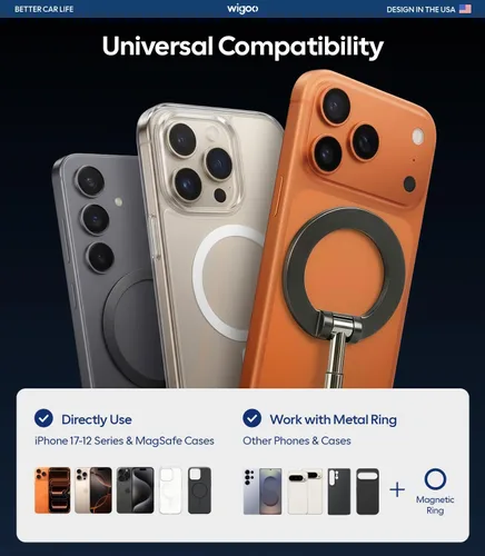 Miniatura 5 de Wigoo Soporte de teléfono de coche mejorado 2026 para Magsafe [succión de 98 libras y 3000 gf magnético] Soporte de automóvil ajustable en 360°