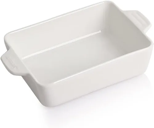 Miniatura 17 de Sweejar Plato de Cerámica para Hornear, Bandeja Rectangular Pequeña para Hornear con Asas Dobles, 20 Oz para Cocinar, Brownie, Cocina, 6.5 x 4.9 x