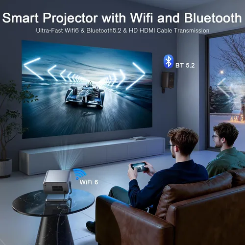 Miniatura 6 de [Compatible con Netflix y TOF en tiempo real Focus] Mini proyector con WiFi y Bluetooth, proyector inteligente XuanPad gris claro soporte 4K, Dolby