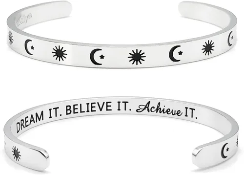 Miniatura 83 de Dczosily Pulseras inspiradoras para mujer, de acero inoxidable, pulseras motivacionales, regalos personalizados para mejores amigas