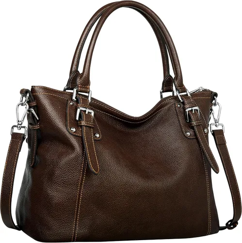Miniatura 15 de HESHE - Carteras y bolsos de cuero genuino para mujer, bolso de mano, bolso de hombro, bolso de asa superior, bolso cruzado, bolso tipo morral