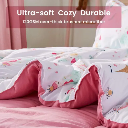 Miniatura 5 de SLEEP ZONE - Juego de edredón de 5 piezas tamaño Individual para niños, estampado suave, con edredón, sábanas y fundas para cojín y almohada, diseño