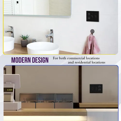Miniatura 5 de ENERLITES Placa de pared combinada de triple banda, interruptor de palanca doble/placa de cubierta de receptáculo dúplex individual, tamaño estándar