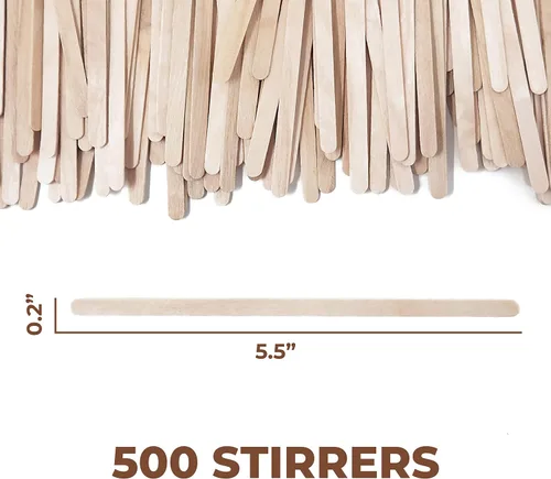 Miniatura 2 de Makerstep 500 agitadores de café de madera de 5.5 pulgadas con caja de almacenamiento, palos de café de madera de abedul natural resistente.