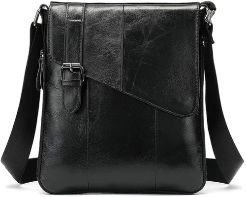 Bolso de hombro pequeño de cuero para hombres y mujeres para viajes al aire libre negocios