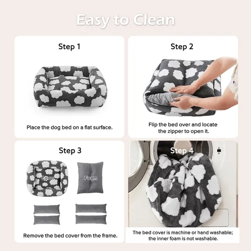 Miniatura 6 de JOEJOY Cama mediana para perros de tamaño mediano, cama ortopédica rectangular lavable para mascotas con funda de cremallera extraíble, bonita cama