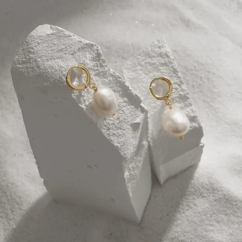 Miniatura 8 de 14k Gold Small Hoop Earrings with Simulated Baroque Pearl Earrings for Women Pearl Drop Dangle Earrings Gold Hoop Earrings for Women