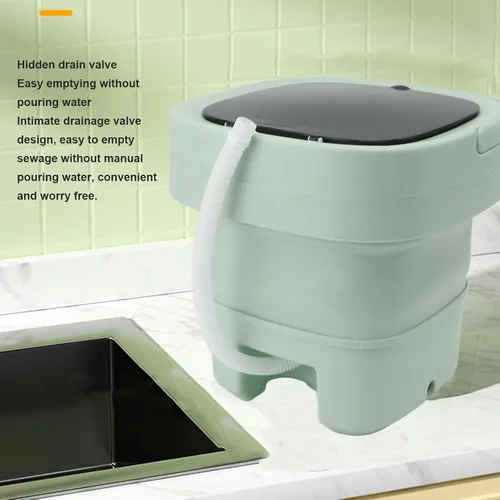 Miniatura 2 de Mini lavadora plegable, mini lavadora de 6 L, lavadora portátil de cubo con tapa negra, deshidratador integrado, para ropa de bebé, ropa