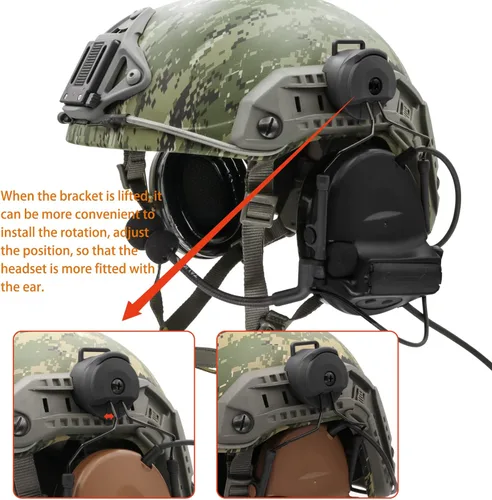 Miniatura 6 de Auriculares tácticos tipo casco con U94 PTT 2pin,Auriculares con cancelación de ruido, para tiro de caza de Airsoft