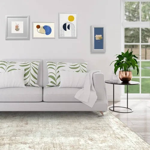Miniatura 9 de Alfombra lavable de 4 x 6 pies para sala de estar, alfombra grande moderna para comedor y dormitorio, antideslizante, pelo bajo, 4 x 6 pulgadas