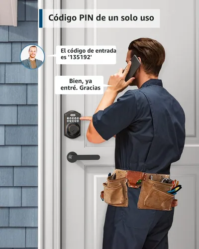 Miniatura 4 de TEEHO TE001 - Cerradura inteligente para puerta de entrada, sin llave, con teclado, con 2 llaves, bloqueo automático, de fácil instalación