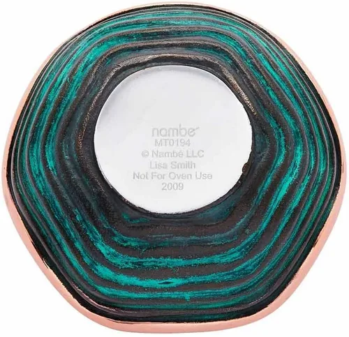 Miniatura 2 de Tazón Nambé Copper Canyon – Tazón decorativo de cobre con acento de 4.5 pulgadas y pátina verdegris, diseño escultórico de borde festoneado