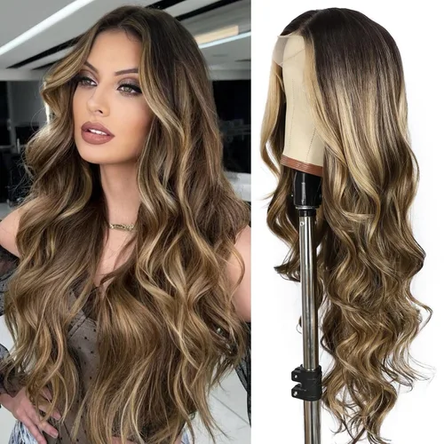 Miniatura 33 de SAPPHIREWIGS Peluca rubia con encaje frontal, pelucas largas y onduladas para mujer, pelucas de color rubio ceniza, resistentes al calor, para Mix