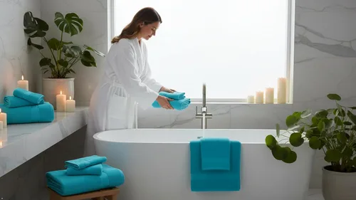 Miniatura 8 de Juego de toallas de baño - 100% algodón - 2 toallas de baño, 2 toallas de mano y 2 toallitas - Grandes, gruesas, esponjosas, absorbentes, secado