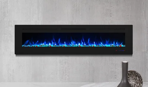 Miniatura 6 de Chimenea eléctrica de 72 pulgadas, calentador de chimenea empotrado y de pared, inserto de chimenea silencioso y lineal con color de llama ajustable