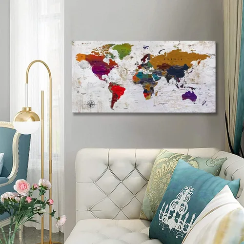 Miniatura 5 de ZEYDRT Lienzo decorativo para pared, mapa de pared, para oficina, sala de estar, decoración del hogar, mapa mundial, lienzo, decoración de pared