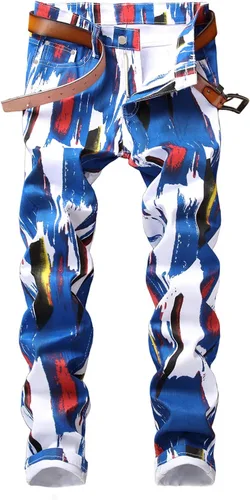 Miniatura 220 de Baylvn - Pantalones de mezclilla entallados y estampados para hombre con corte recto