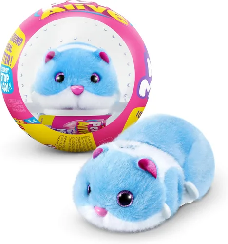 Pets Alive Hamstermania (azul) por ZURU Hamster, mascota electrónica, más de 20 sonidos interactivos, juguete de pelota de hámster para niñas y niños