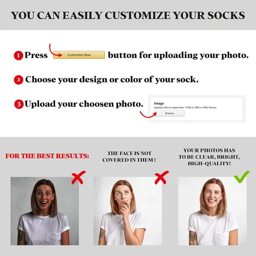 Miniatura 7 de Calcetines con fotos personalizados actualizados con caras - Imprime tu imagen, foto - Regalos divertidos personalizados para hombres y mujeres