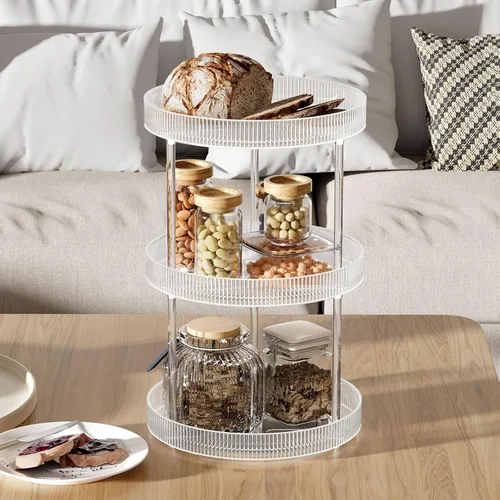 Miniatura 7 de Acina Organizador de encimera de baño de 2 niveles: bandeja de almacenamiento giratoria de 360° Clear Lazy Susan - Estante giratorio para perfumes