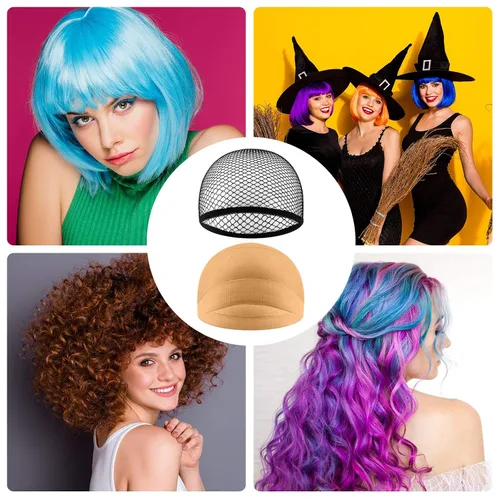 Miniatura 5 de eBoot paquete de 3 gorros peluca, Malla neutra Beige y Negro