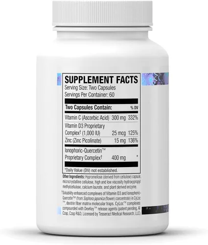 Miniatura 4 de Tesseract Medical Research Ultra Gut and Immune Health Combo, suplemento de salud intestinal complejo de ácido butírico (120 cápsulas) y quercetina