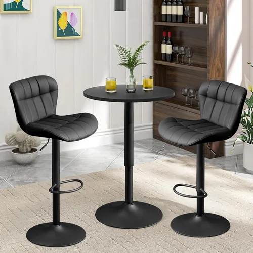 Miniatura 7 de Furniliving - Juego de 4 taburetes modernos de bar, taburetes de bar de piel sintética para isla de cocina, taburetes de bar giratorios tapizados
