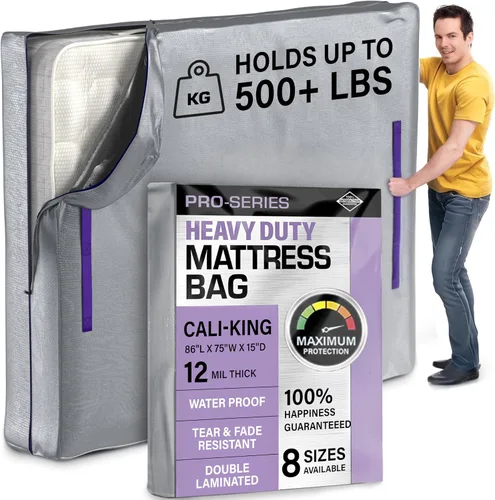 Miniatura 8 de Protector de colchón Full XL para mudanza y almacenamiento, resistente 10 mil de grosor, impermeable, para mudanzas, cremallera y 8 asas