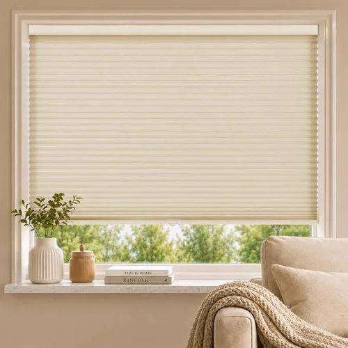 Miniatura 14 de MYshade Persianas celulares sin cordones para ventanas de interior, con celda de panal, de 1.5 pulgadas, tela transparente de acordeón, fácil