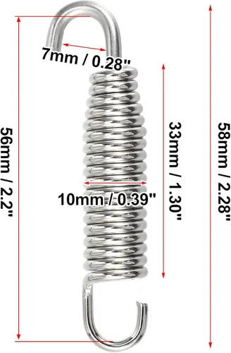 Miniatura 3 de X AUTOHAUX 2 piezas de resorte universal para tubo de escape para motocicletas 2.283 in 2.28 pulgadas tubo de escape de acero inoxidable gancho