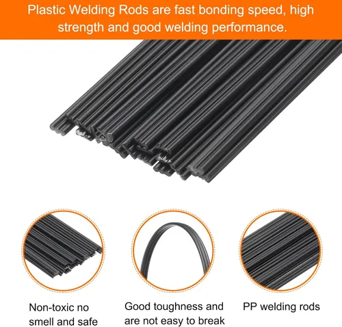 Miniatura 3 de MECCANIXITY 20pcs 8 pulgadas Varillas de soldadura de plástico PP tiras de soldadura para soldador de plástico negro