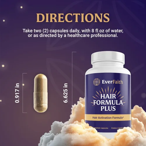 Miniatura 4 de EVERFAITH Hair Formula Plus - Vitaminas para el crecimiento del cabello - Biotina para el crecimiento del cabello para mujeres y hombres