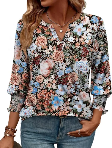 Miniatura 9 de WIHOLL 3/4 Length Sleeve Womens Tops Summer Shirts Spring Vacation Outfits Dressy Casual Trendy Fall S-3XL